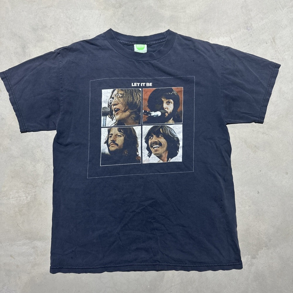 Y2K 2005 The Beatles Let It Be Short Sleeve T-Shirt Men's SZ M Faded Portraits